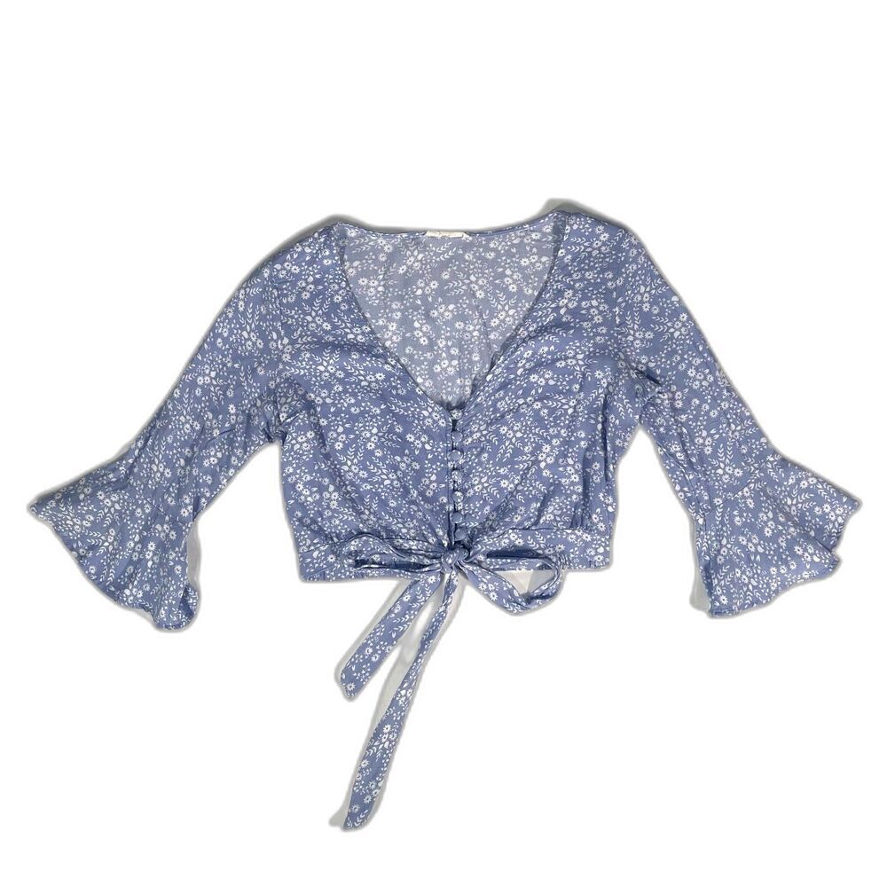 LA Hearts - Pacsun | Blue Floral Crop Top | Medium